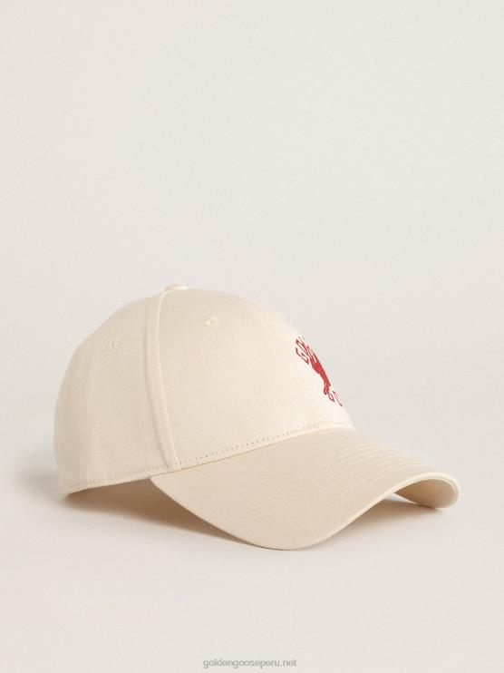 FDVPX354 Golden Goose hombres gorra de béisbol heritage blanca con logo cny