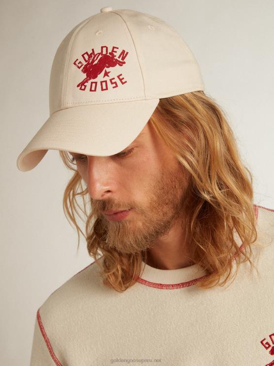 FDVPX354 Golden Goose hombres gorra de béisbol heritage blanca con logo cny