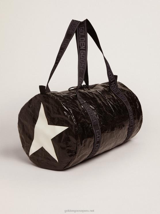 FDVPX844 Golden Goose hombres Bolsa de deporte negra star collection con estrellas blancas laterales