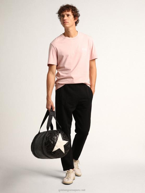 FDVPX844 Golden Goose hombres Bolsa de deporte negra star collection con estrellas blancas laterales
