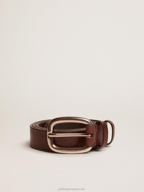 FDVPX834 Golden Goose hombres cinturón houston marrón de piel lavada
