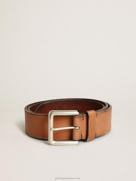 FDVPX837 Golden Goose hombres cinturón en piel lavada color canela