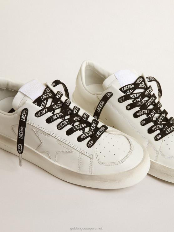 FDVPX374 Golden Goose hombres cordones negros con letras \'laces\' plateadas en contraste