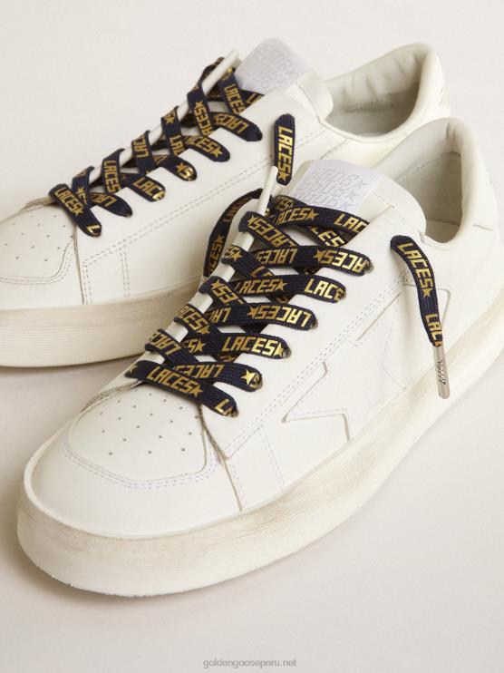 FDVPX383 Golden Goose hombres cordones azul marino con letras \'laces\' doradas en contraste
