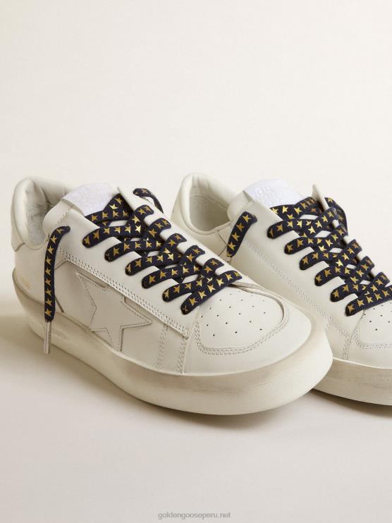 FDVPX387 Golden Goose hombres cordones azul marino con estrellas doradas en contraste