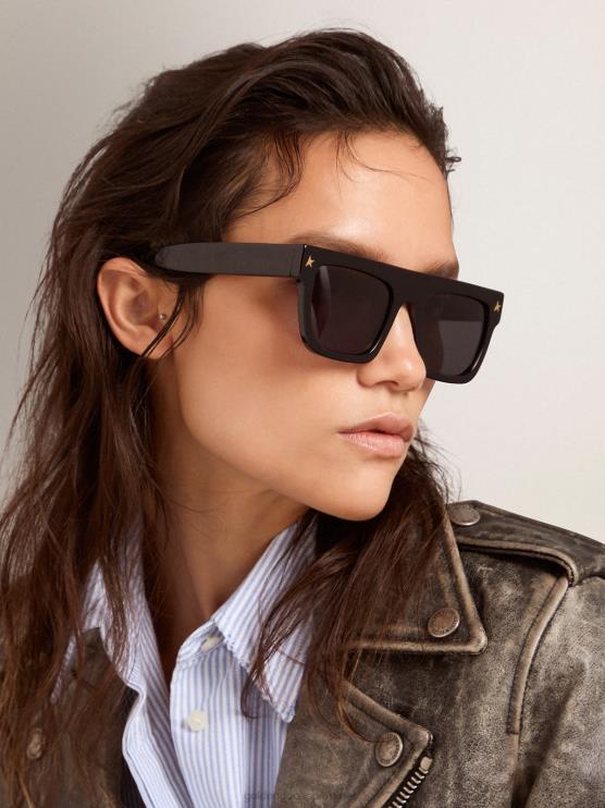 FDVPX327 Golden Goose hombres gafas de sol de estilo cuadrado jamie con marco negro y detalles dorados