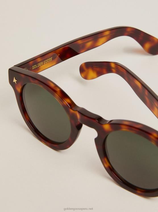 FDVPX338 Golden Goose hombres Sunframe estilo cameron panthos con marco marrón havana y detalles dorados
