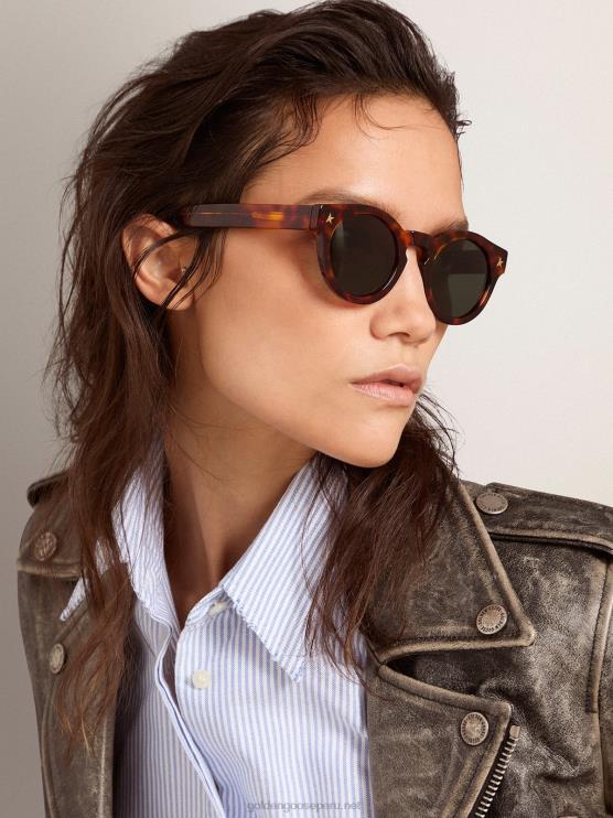 FDVPX338 Golden Goose hombres Sunframe estilo cameron panthos con marco marrón havana y detalles dorados