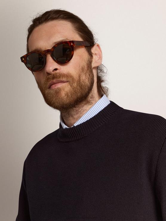 FDVPX338 Golden Goose hombres Sunframe estilo cameron panthos con marco marrón havana y detalles dorados