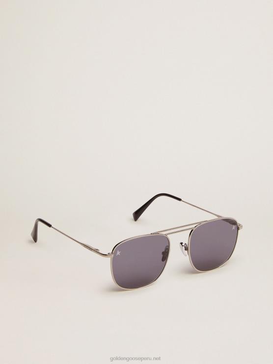 FDVPX341 Golden Goose hombres montura solar estilo roger aviator con montura negra y lentes negros