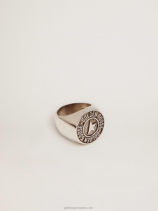 FDVPX835 Golden Goose hombres Anillo de la colección Timeless Jewelmates en color plata envejecida.
