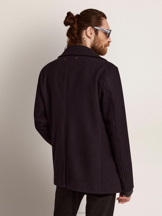 FDVPX693 Golden Goose hombres chaquetón azul oscuro con botones heráldicos dorados