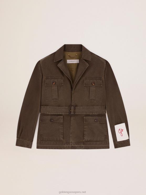 FDVPX768 Golden Goose hombres chaqueta safari de la colección en lona verde militar
