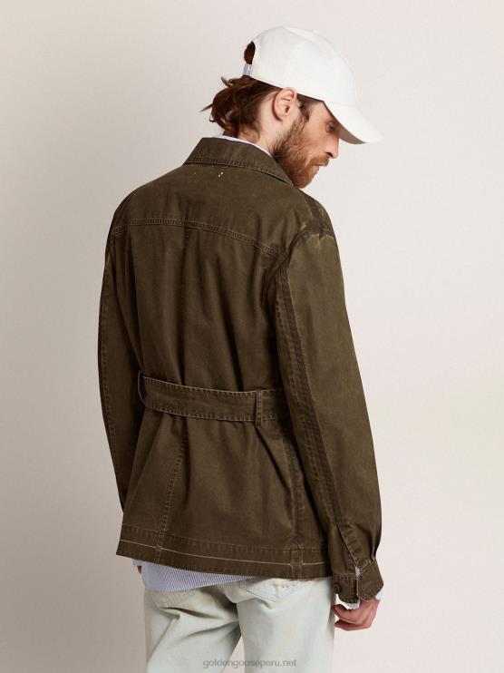 FDVPX768 Golden Goose hombres chaqueta safari de la colección en lona verde militar