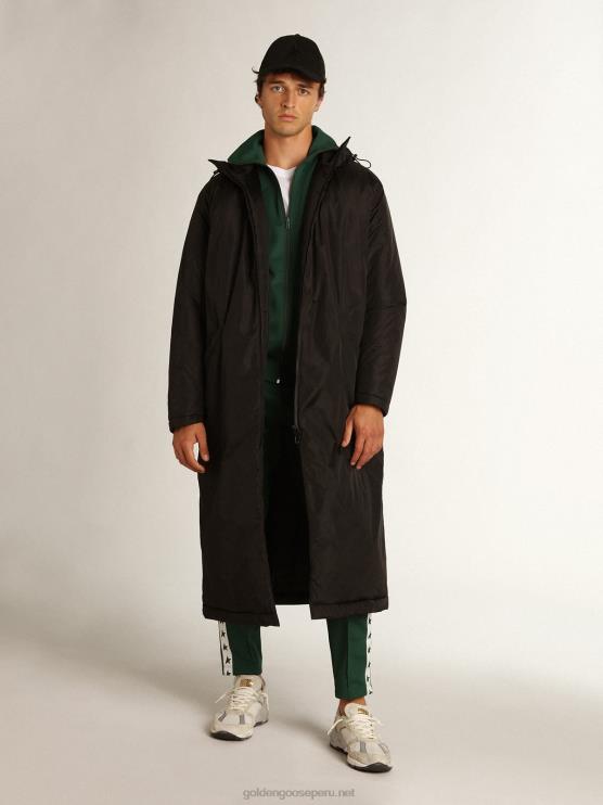 FDVPX798 Golden Goose hombres chamarra acolchada con capucha hasta los tobillos black star collection