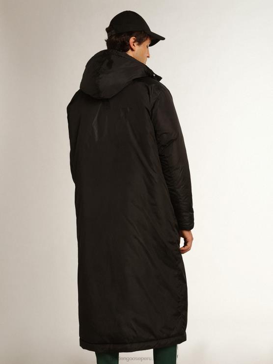 FDVPX798 Golden Goose hombres chamarra acolchada con capucha hasta los tobillos black star collection