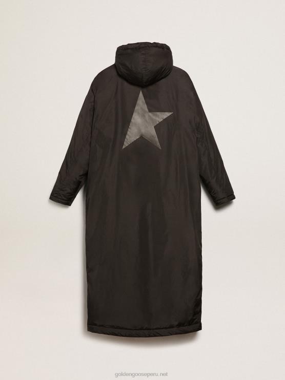FDVPX798 Golden Goose hombres chamarra acolchada con capucha hasta los tobillos black star collection