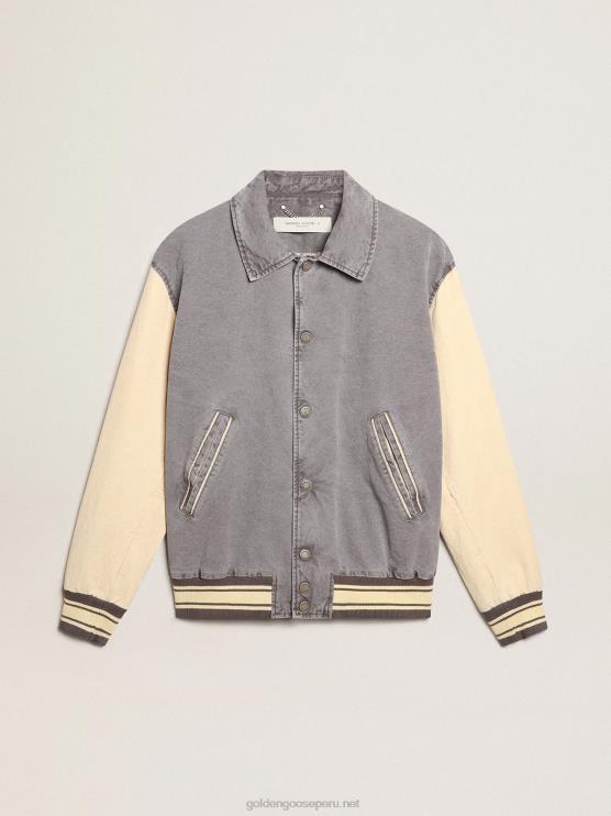 FDVPX809 Golden Goose hombres cazadora bomber de algodón color lila-gris y mazapán