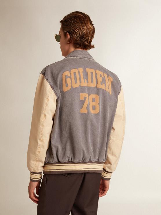 FDVPX809 Golden Goose hombres cazadora bomber de algodón color lila-gris y mazapán