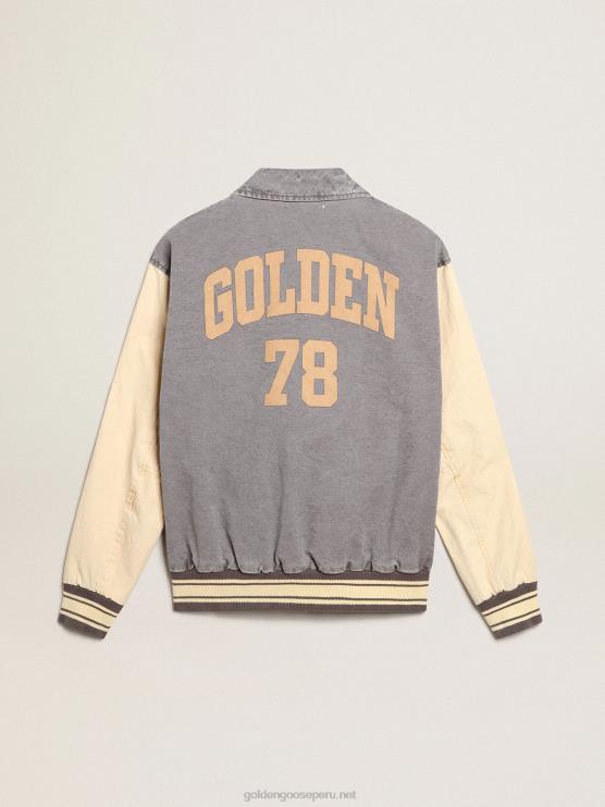 FDVPX809 Golden Goose hombres cazadora bomber de algodón color lila-gris y mazapán