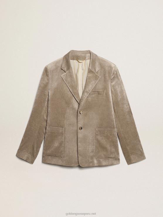 FDVPX811 Golden Goose hombres Americana boxy fit de botonadura sencilla de algodón beige claro