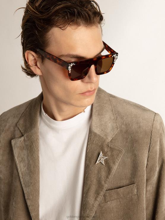 FDVPX811 Golden Goose hombres Americana boxy fit de botonadura sencilla de algodón beige claro