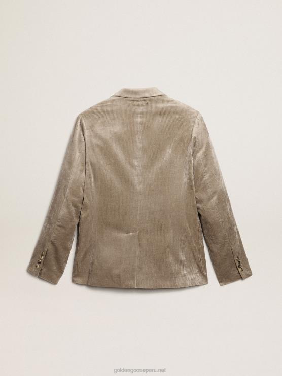 FDVPX811 Golden Goose hombres Americana boxy fit de botonadura sencilla de algodón beige claro