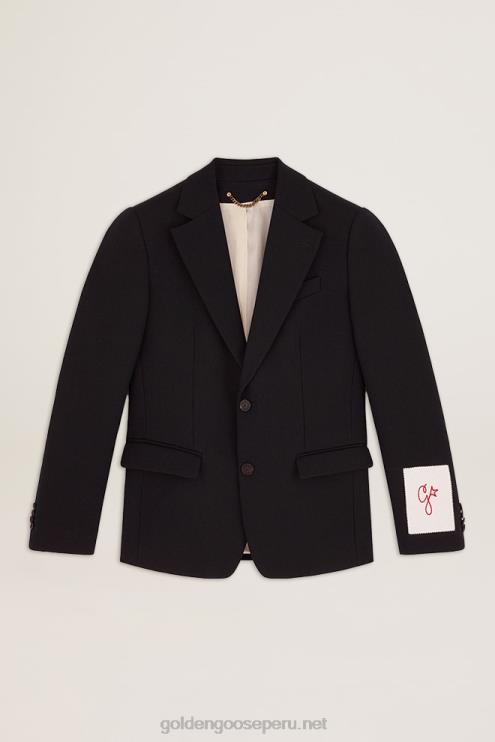 FDVPX812 Golden Goose hombres americana de botonadura sencilla de gabardina de lana azul oscuro