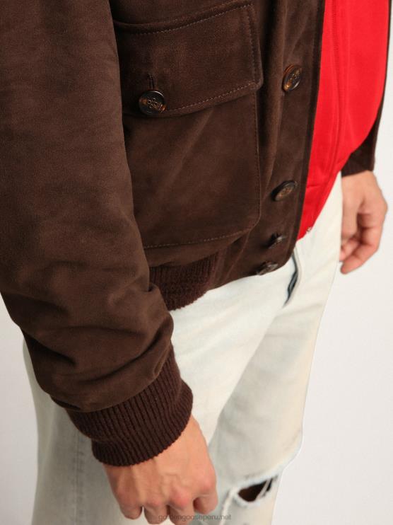 FDVPX827 Golden Goose hombres chaqueta de vuelo de la colección en ante marrón oscuro