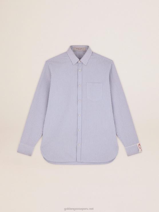 FDVPX712 Golden Goose hombres camisa rayas azul claro candy