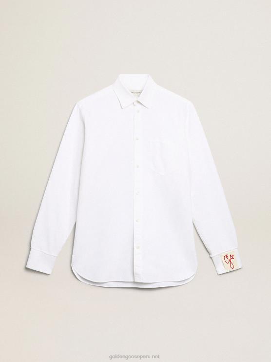 FDVPX724 Golden Goose hombres camisa blanca de algodón