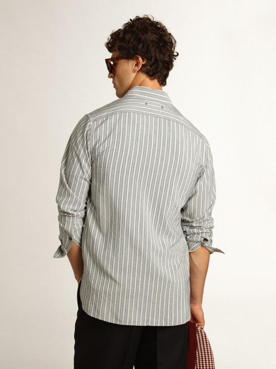 FDVPX750 Golden Goose hombres camisa de la colección Journey con rayas aguamarinas