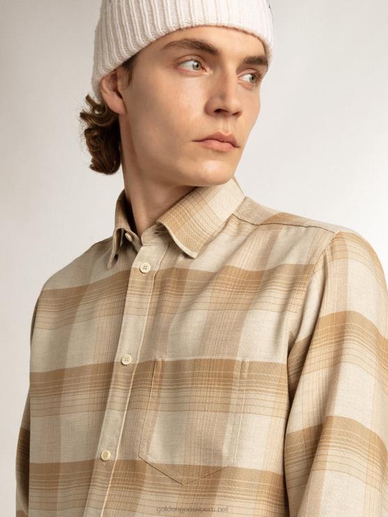 FDVPX807 Golden Goose hombres camisa slim pimienta y arena oscuro