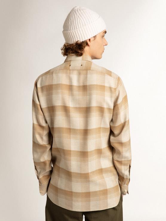 FDVPX807 Golden Goose hombres camisa slim pimienta y arena oscuro