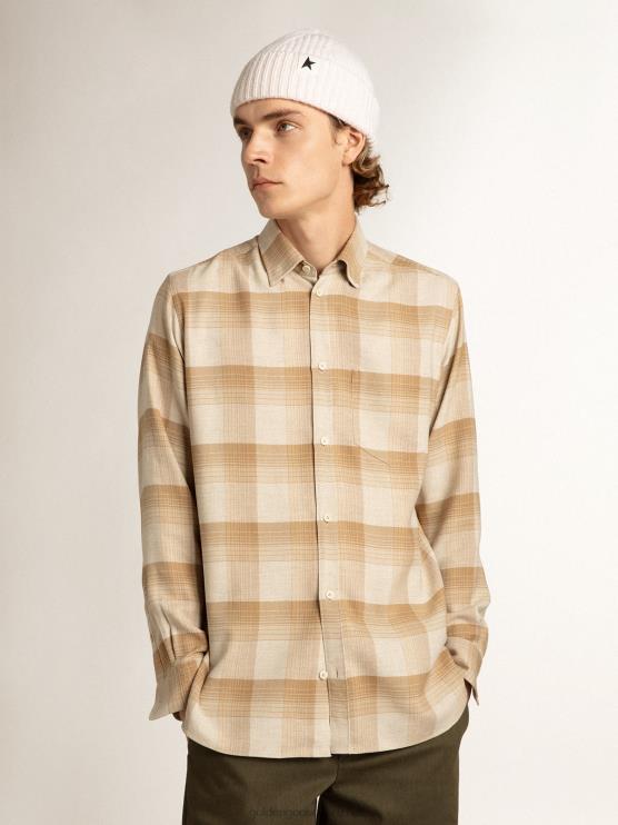 FDVPX807 Golden Goose hombres camisa slim pimienta y arena oscuro