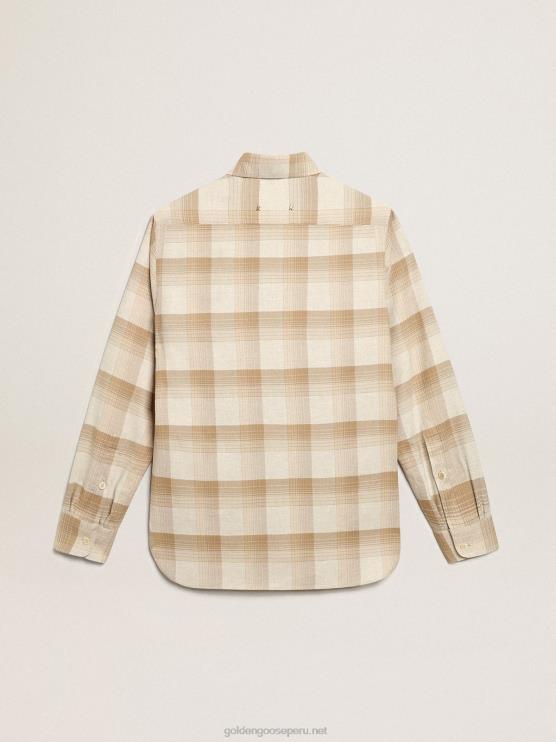 FDVPX807 Golden Goose hombres camisa slim pimienta y arena oscuro
