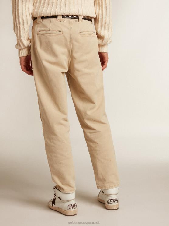 FDVPX813 Golden Goose hombres pantalones de algodón en mezcla de beige