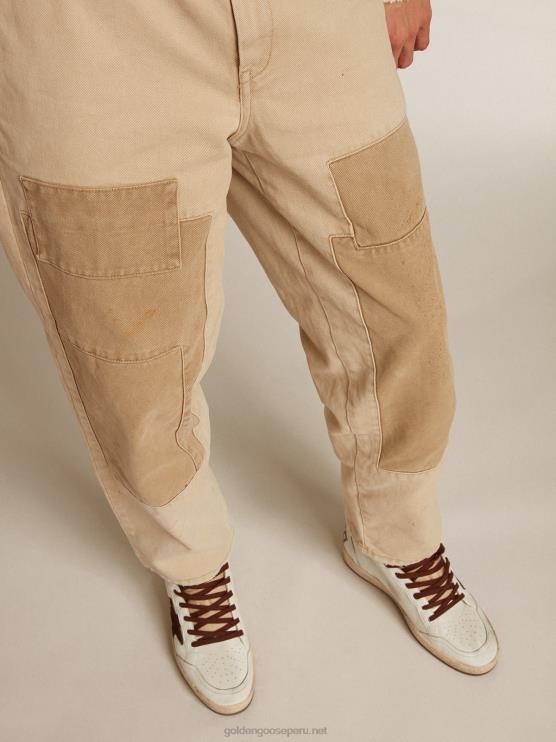 FDVPX813 Golden Goose hombres pantalones de algodón en mezcla de beige