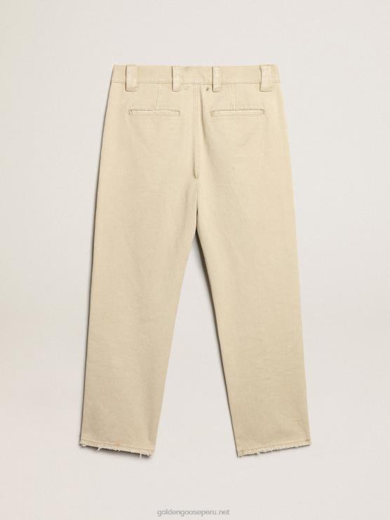 FDVPX813 Golden Goose hombres pantalones de algodón en mezcla de beige
