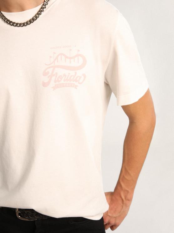 FDVPX695 Golden Goose hombres camiseta colección travel blanca con doble estampado lila