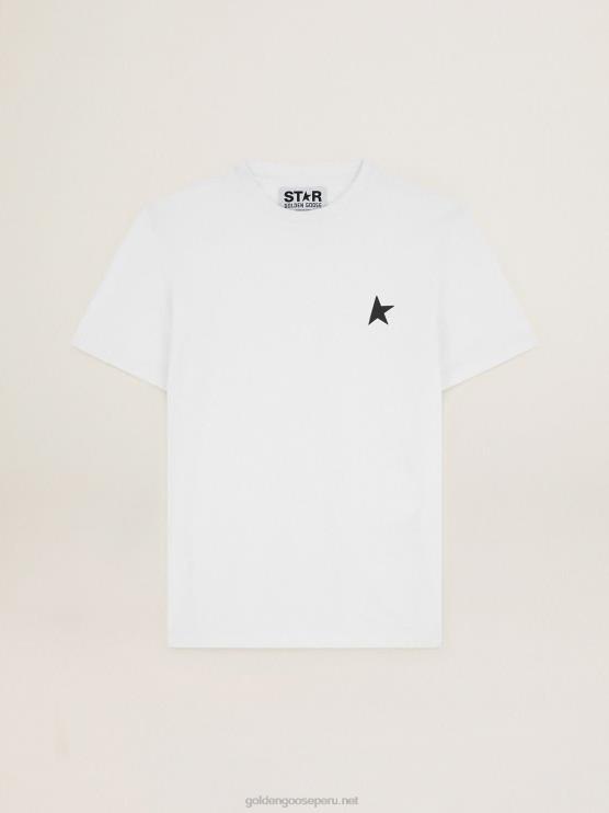 FDVPX697 Golden Goose hombres camiseta blanca de la colección star con estrella negra en la parte delantera