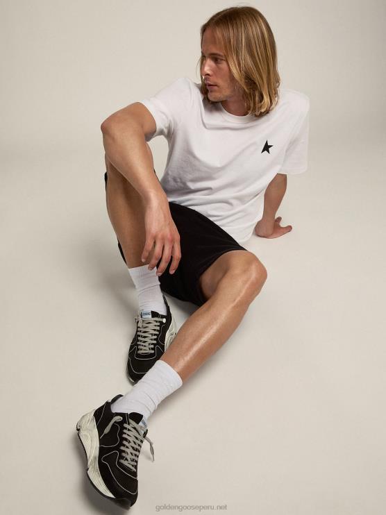 FDVPX697 Golden Goose hombres camiseta blanca de la colección star con estrella negra en la parte delantera