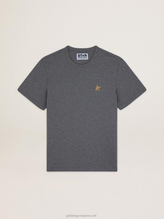 FDVPX743 Golden Goose hombres camiseta star collection gris melange con estrella dorada a contraste en la parte delantera