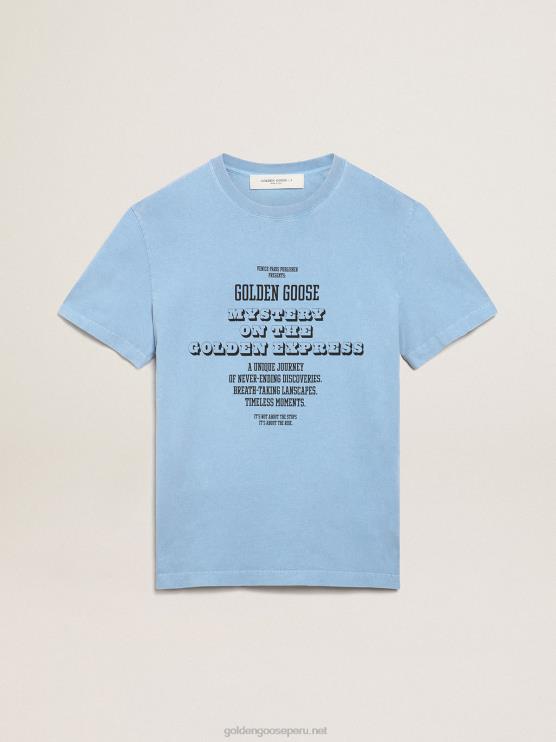 FDVPX747hombres camiseta de la colección Journey en azul puerto con misterio de ganso dorado negro en contraste sobre el estampado Golden Express