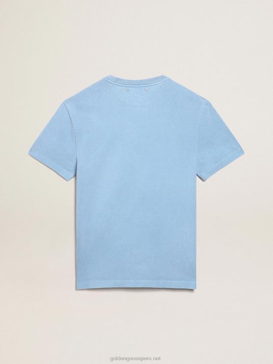 FDVPX747hombres camiseta de la colección Journey en azul puerto con misterio de ganso dorado negro en contraste sobre el estampado Golden Express