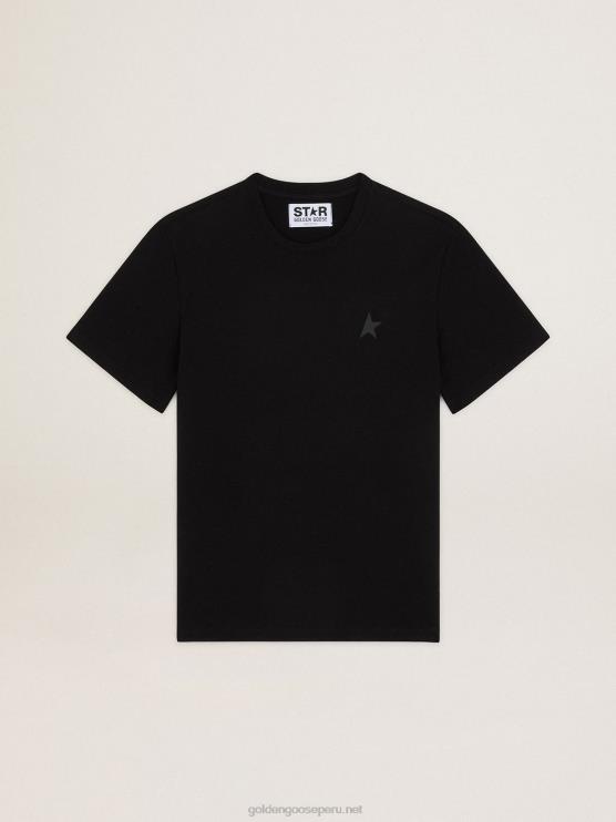 FDVPX752 Golden Goose hombres camiseta black star collection con estrella tono sobre tono en la parte delantera