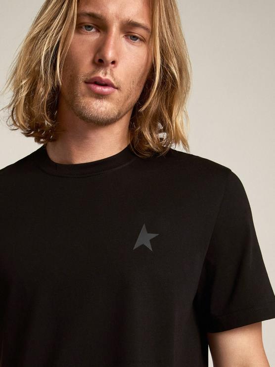 FDVPX752 Golden Goose hombres camiseta black star collection con estrella tono sobre tono en la parte delantera