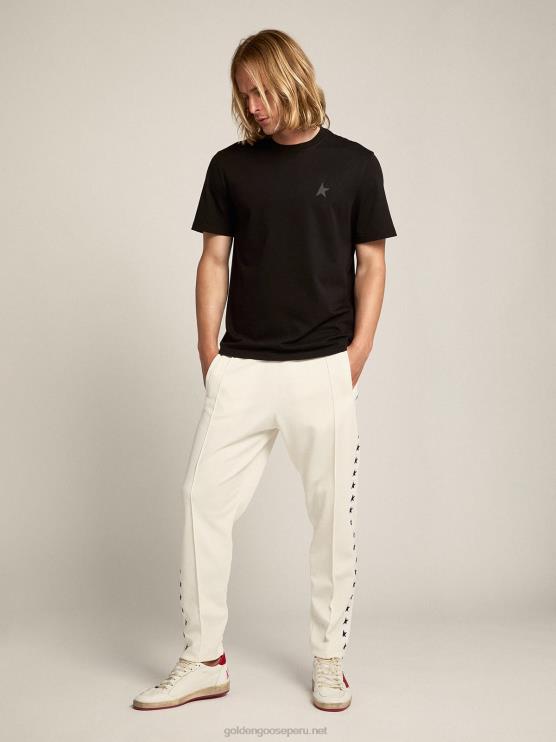 FDVPX752 Golden Goose hombres camiseta black star collection con estrella tono sobre tono en la parte delantera