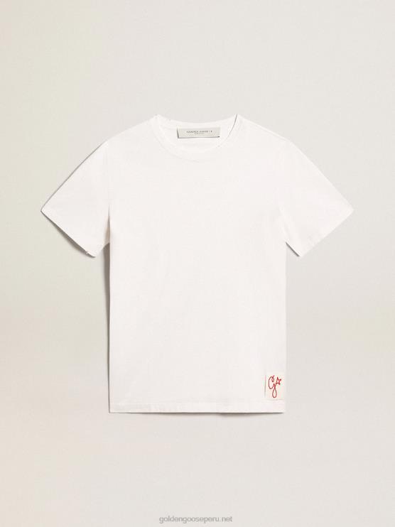 FDVPX759 Golden Goose hombres camiseta de la colección en color blanco con tratamiento envejecido