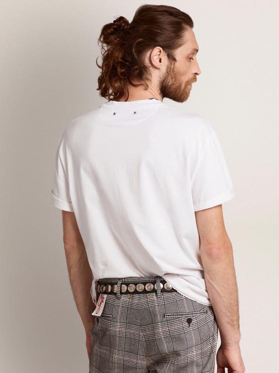 FDVPX759 Golden Goose hombres camiseta de la colección en color blanco con tratamiento envejecido